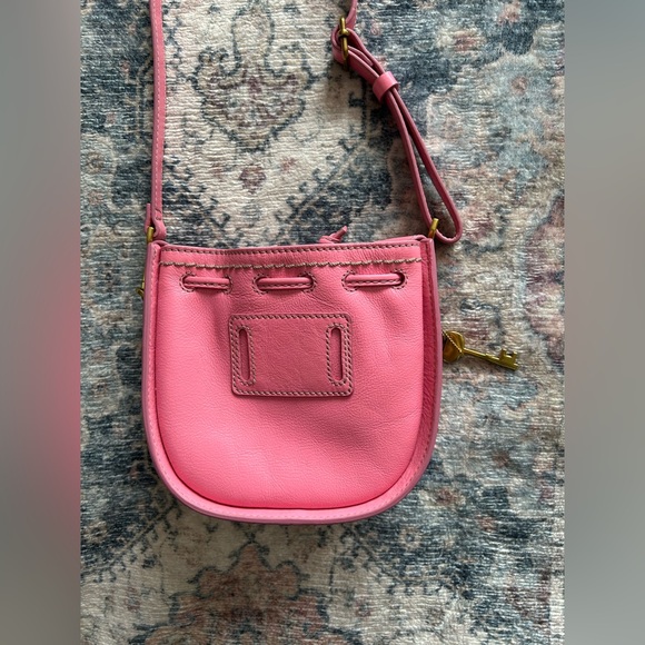 Fossil Palmer Pink Leather Suede Crossbody Shoulder Belt Bag - Picture 5 of 12